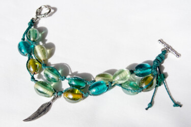 BRACELET VERT DOUBLE Design intitulée "BRACELET VERT DOUBLE" par Atelier Lumiere D Automne, Œuvre d'art originale, Bijoux
