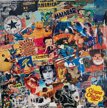 Collages intitulée "80's" par Louis Rosenthal, Œuvre d'art originale, Collages