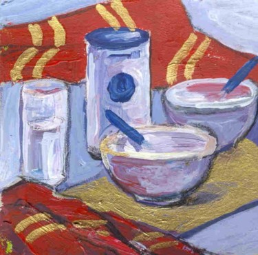 Painting titled "Petit déjeuner au l…" by Nathalia Chipilova, Original Artwork, Acrylic