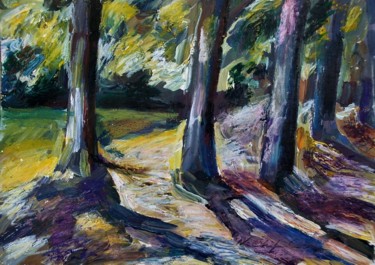 Pintura intitulada "In the forest 5" por Atelier N N . Art Store By Nat, Obras de arte originais, Óleo