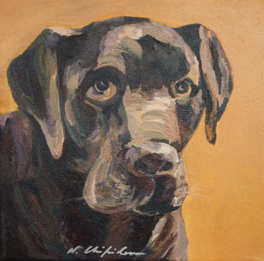 Painting titled "Dogue allemand. Gra…" by Nathalia Chipilova, Original Artwork, Acrylic