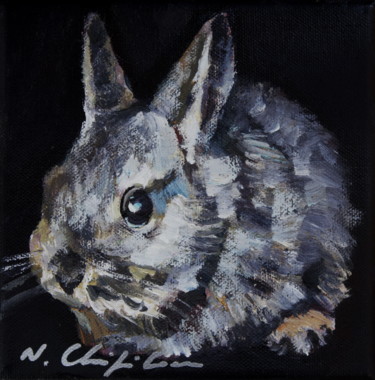 Malerei mit dem Titel "Lapin gris" von Atelier N N . Art Store By Nat, Original-Kunstwerk, Acryl