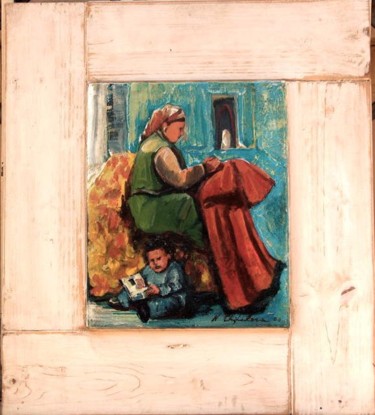 Painting titled "Réparation de la câ…" by Atelier N N . Art Store By Nat, Original Artwork, Oil