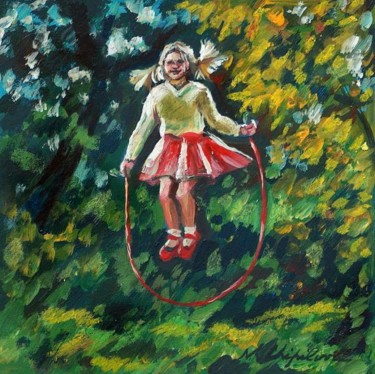 Painting titled "Jeu à la corde" by Atelier N N . Art Store By Nat, Original Artwork, Oil