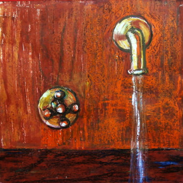 Painting titled "Robinet en cuivre" by Atelier N N . Art Store By Nat, Original Artwork, Gouache