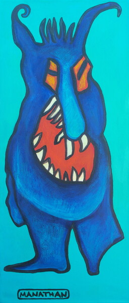 Pittura intitolato "Monstre bleu" da Atelier N N . Art Store By Nat, Opera d'arte originale, Acrilico Montato su Telaio per…