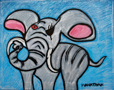 Pintura intitulada "Éléphant" por Atelier N N . Art Store By Nat, Obras de arte originais, Acrílico