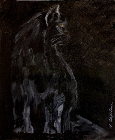 Peinture intitulée "Chat noir" par Atelier N N . Art Store By Nat, Œuvre d'art originale, Acrylique