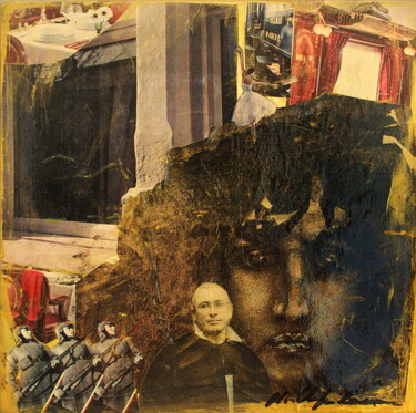 Collages titled "Orient express" by Nathalia Chipilova, Original Artwork, Collages Mounted on Wood Stretcher frame