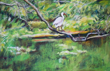 Painting titled "Into the wood. Whit…" by Atelier N N . Art Store By Nat, Original Artwork, Acrylic
