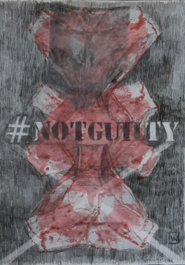 Schilderij getiteld "#NotGuilty" door Atelier N N . Art Store By Nat, Origineel Kunstwerk, Potlood
