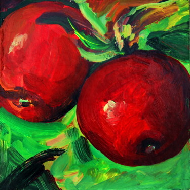 Painting titled "Daily Red Apples 2…" by Atelier N N . Art Store By Nat, Original Artwork, Acrylic