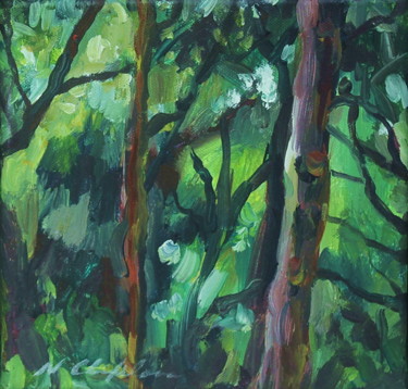 Painting titled "Into the wood 2" by Atelier N N . Art Store By Nat, Original Artwork, Acrylic