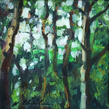 Картина под названием "Into the wood 3" - Atelier N N . Art Store By Nat, Подлинное произведение искусства, Акрил