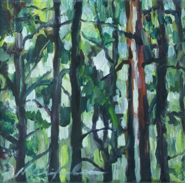 Painting titled "Into the wood 4" by Nathalia Chipilova, Original Artwork, Acrylic