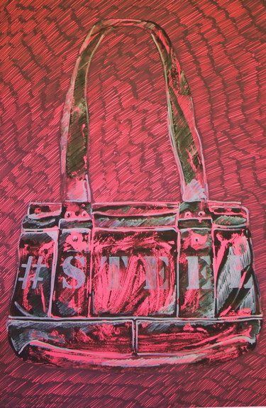 Рисунок под названием "Bag Guess #Steel" - Atelier N N . Art Store By Nat, Подлинное произведение искусства, Акрил