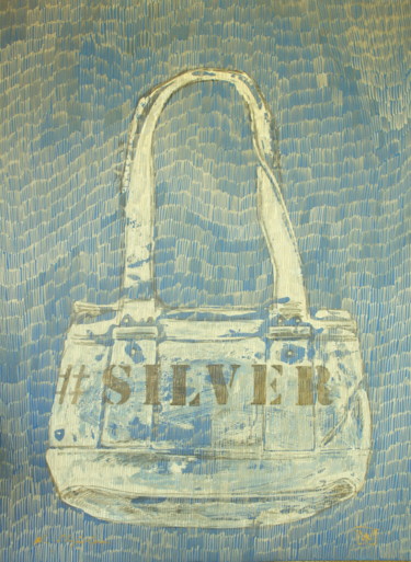 Drawing titled "Bag Guess Silver 1" by Atelier N N . Art Store By Nat, Original Artwork, Marker