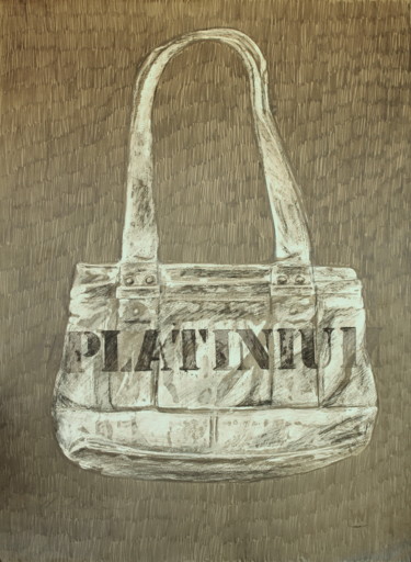 Disegno intitolato "Bag Guess #Platiniu…" da Atelier N N . Art Store By Nat, Opera d'arte originale, Grafite