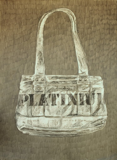 Rysunek zatytułowany „Bag Guess #Platiniu…” autorstwa Atelier N N . Art Store By Nat, Oryginalna praca, Grafit