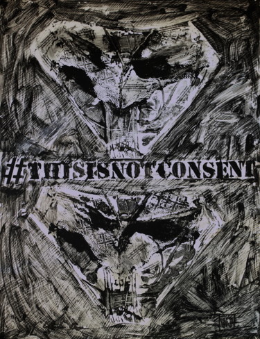 「This is not consent」というタイトルの絵画 Atelier N N . Art Store By Natによって, オリジナルのアートワーク, アクリル