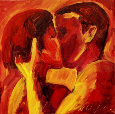 Painting titled "Le baiser 1" by Atelier N N . Art Store By Nat, Original Artwork, Acrylic