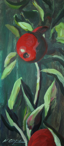 Peinture intitulée "Daily Pommier rouge…" par Atelier N N . Art Store By Nat, Œuvre d'art originale, Acrylique