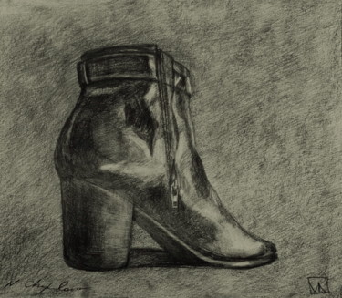 Drawing titled "Botte. Seule. Boot.…" by Atelier N N . Art Store By Nat, Original Artwork, Pencil