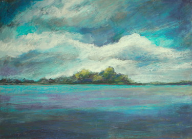 Painting titled "Le lac bleu 1 #arti…" by Atelier N N . Art Store By Nat, Original Artwork, Acrylic