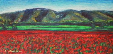 Painting titled "Champ de coquelicot…" by Atelier N N . Art Store By Nat, Original Artwork, Acrylic