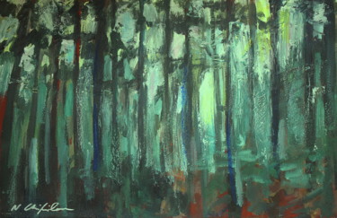 Pittura intitolato "Forest light #artis…" da Nathalia Chipilova, Opera d'arte originale, Acrilico