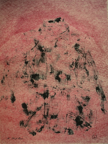 Disegno intitolato "Pea Coat 1 Red" da Atelier N N . Art Store By Nat, Opera d'arte originale, Biro