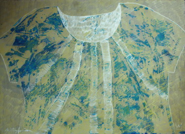 Drawing titled "Blouse bleue 1" by Atelier N N . Art Store By Nat, Original Artwork, Acrylic