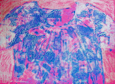 Blouse bleue 3 Peinture intitulée "Blouse bleue 3" par Atelier N N . Art Store By Nat, Œuvre d'art originale, Acrylique