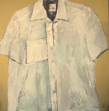 Painting titled "White shirt on gold" by Nathalia Chipilova, Original Artwork, Acrylic