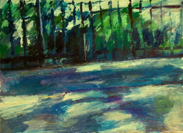 Painting titled "Blue park 1" by Atelier N N . Art Store By Nat, Original Artwork, Acrylic
