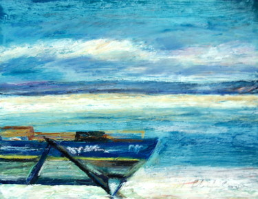 Painting titled "Barque de pêche 2" by Nathalia Chipilova, Original Artwork, Acrylic