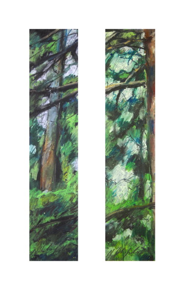 Painting titled "Wood, dyptique" by Atelier N N . Art Store By Nat, Original Artwork, Acrylic