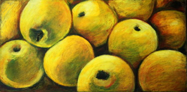 Painting titled "Pommes Golden" by Atelier N N . Art Store By Nat, Original Artwork, Acrylic