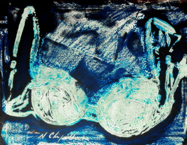 Pittura intitolato "Soutien gorge bleu" da Atelier N N . Art Store By Nat, Opera d'arte originale, Acrilico