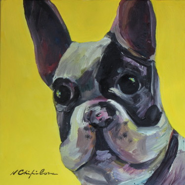 Painting titled "Bulldog" by Nathalia Chipilova, Original Artwork, Acrylic