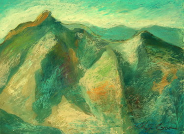 Malerei mit dem Titel "Alpes Peira-Cava 2" von Atelier N N . Art Store By Nat, Original-Kunstwerk, Gouache
