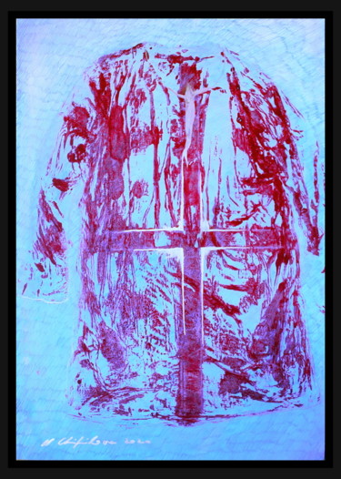 Pintura titulada "Blue Red Holy Tonic" por Atelier N N . Art Store By Nat, Obra de arte original, Acrílico