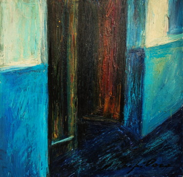 Peinture intitulée "Maison bleue" par Atelier N N . Art Store By Nat, Œuvre d'art originale, Acrylique