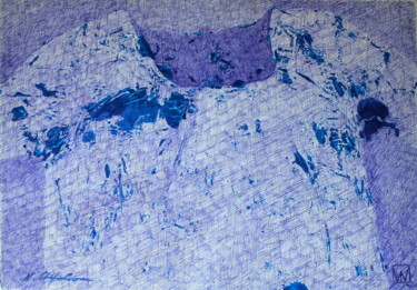 Drawing titled "Blue Mountain Blouse" by Atelier N N . Art Store By Nat, Original Artwork, Ballpoint pen