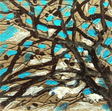 Painting titled "Platane 2, 4,5x4,5cm" by Atelier N N . Art Store By Nat, Original Artwork, Acrylic
