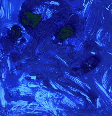 Painting titled "Blue. Klein Tribute." by Atelier N N . Art Store By Nat, Original Artwork, Gouache