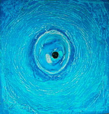 Pintura titulada "Oeuf Bleu 1" por Atelier N N . Art Store By Nat, Obra de arte original, Gouache