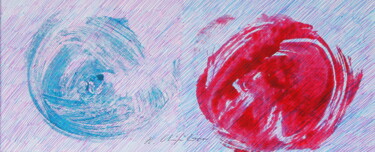 Drawing titled "Blue Red Petals 2.…" by Atelier N N . Art Store By Nat, Original Artwork, Acrylic