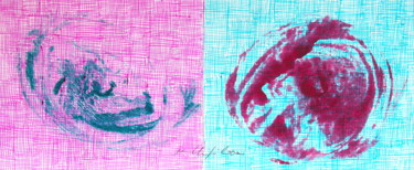 Σχέδιο με τίτλο "Blue Red Petals 3.…" από Atelier N N . Art Store By Nat, Αυθεντικά έργα τέχνης, Ακρυλικό