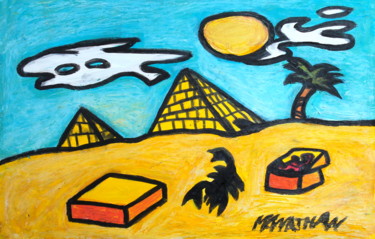 Malerei mit dem Titel "Trésor des Pyramides" von Atelier N N . Art Store By Nat, Original-Kunstwerk, Acryl